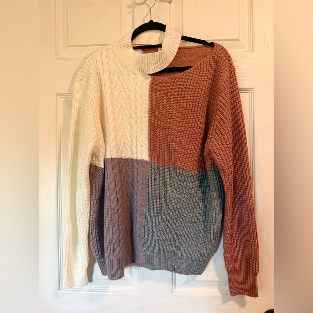 Main Strip Multicolor Cowl Neck Sweater